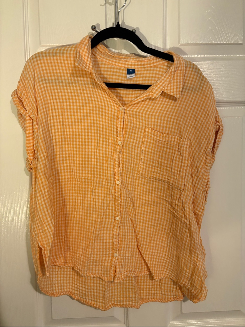 Old Navy Orange Gingham Button-Down Shirt